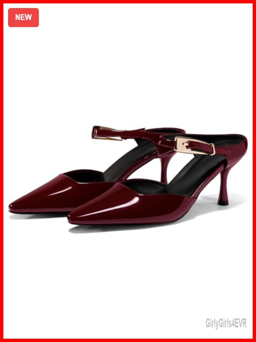 Coutgo Women's High Heels Mules Closed Pointed Toe Kitten Heel Pumps Ankle